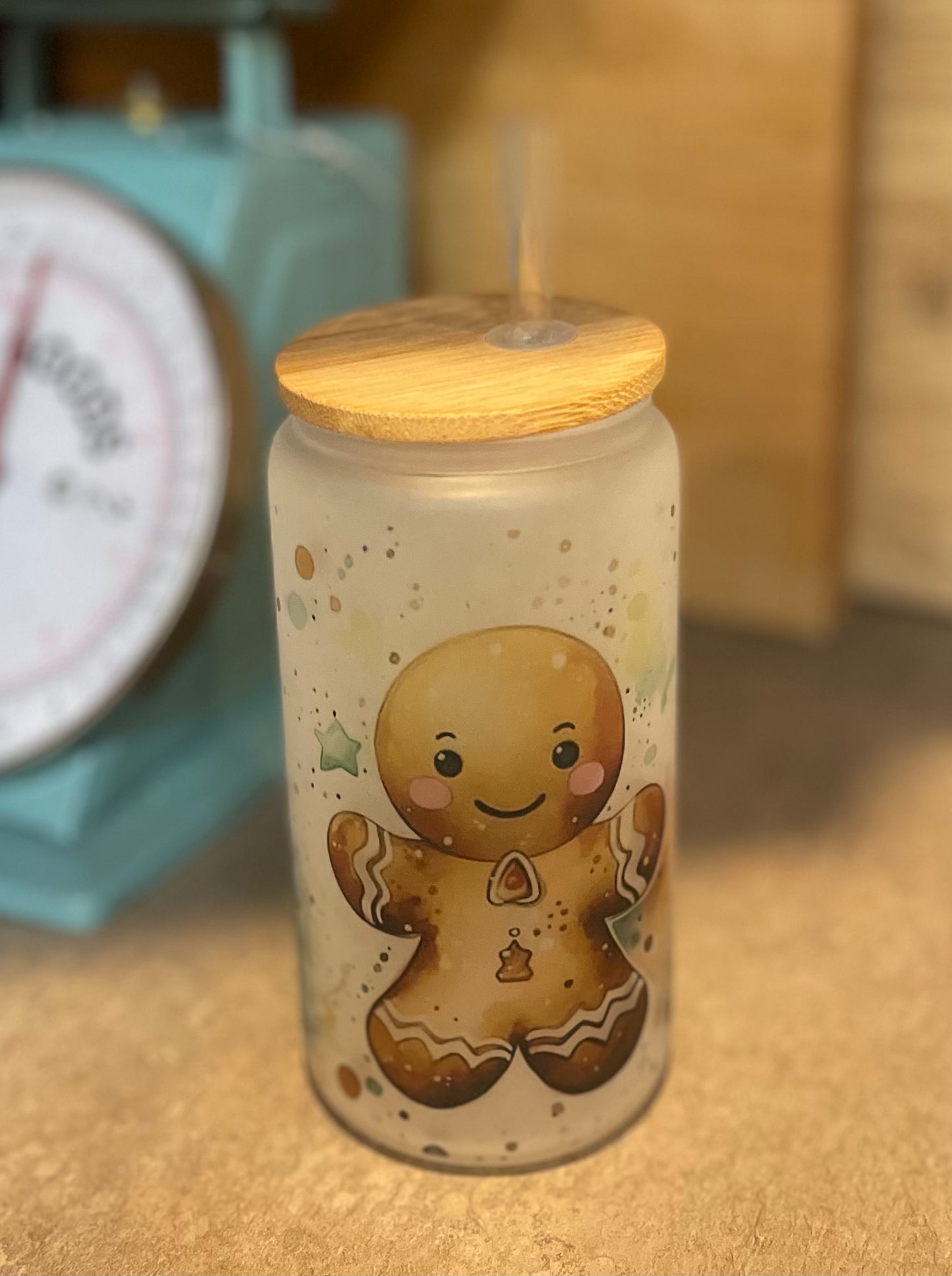 Gingerbread Frosted Glass Can