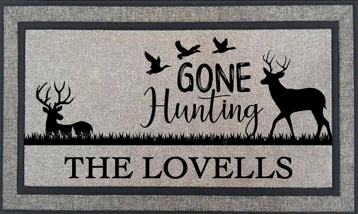 Personalized Gone Hunting Doormat